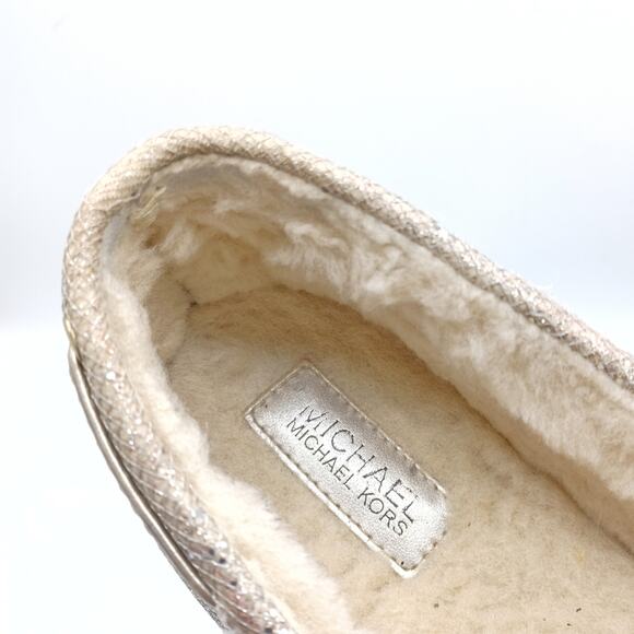 Michael Kors Sutton Shearling Moccasin Slippers – Champagne Mesh - Chalet Chic - Picture 15 of 16